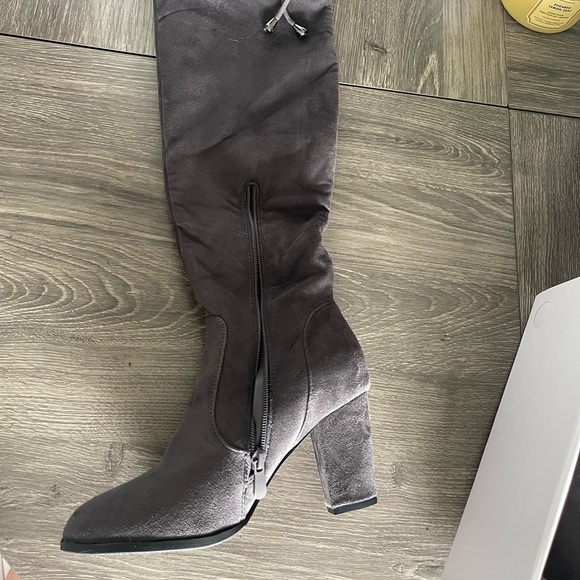 Dream Pairs Shoes - Dream Pairs Grey Mid-Thigh Boots